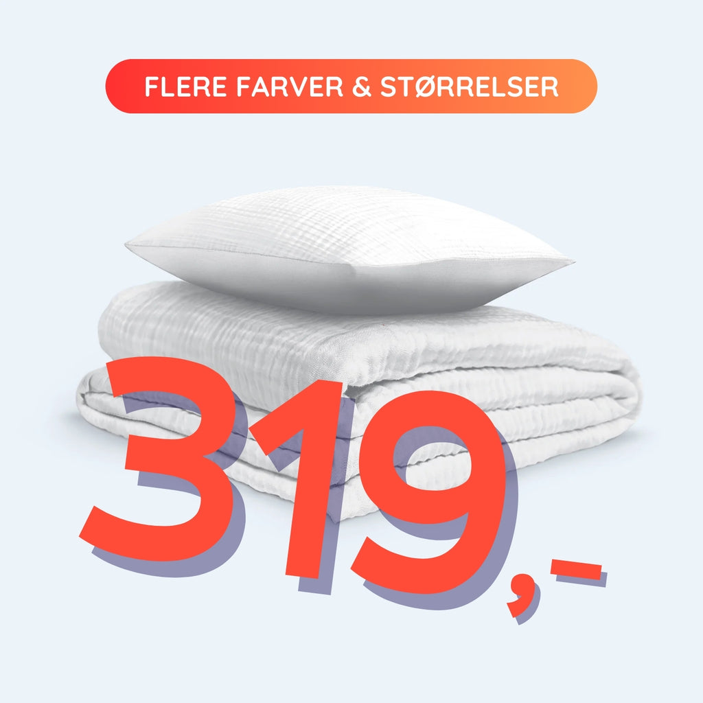 Bomuldsmuslin Sengesæt Skyhvid